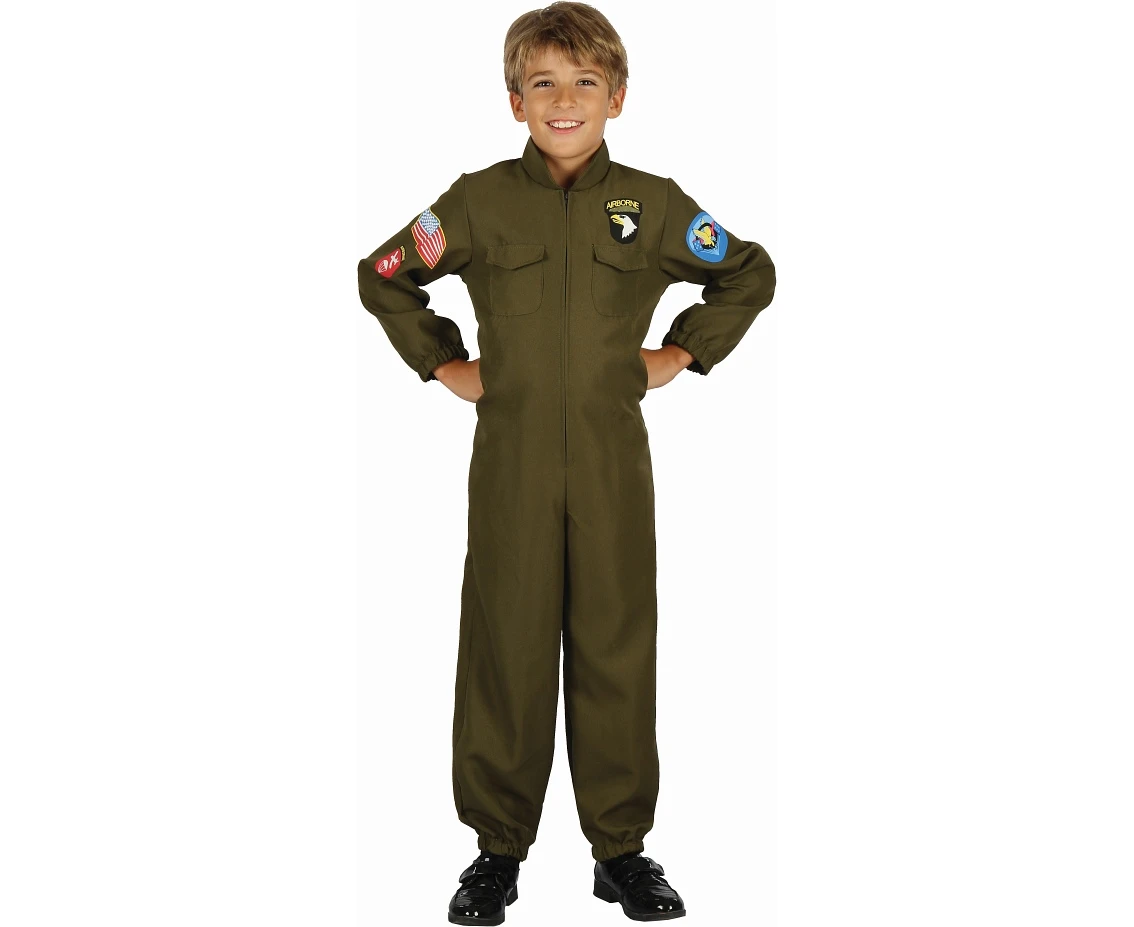 Costume for kids Green Pilot (jumpsuit), size 120/130 cm
